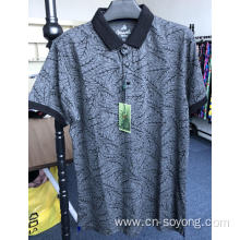 Leaf Printed CVC Men's Short Sleeve Polo Shirt